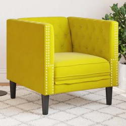 Sárga bársony chesterfield kanapéfotel