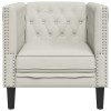 Krémszínű bársony chesterfield kanapéfotel