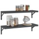 2 db fekete rozsdamentes acél fali polc 75 x 23,5 cm