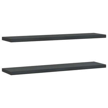 2 db fekete rozsdamentes acél fali polc 100 x 23,5 cm