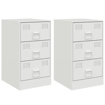 2 db fehér acél éjjeliszekrény 34,5x39x62 cm