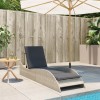 Világosszürke polyrattan napozóágy párnával 60x205x73 cm
