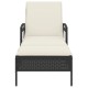 Fekete polyrattan napozóágy párnával 63x200x81 cm