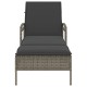 Szürke polyrattan napozóágy párnával 63x200x81 cm