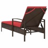 | napozó | párnával 1-személy barna 63 x 200 x 81 cm polirattan