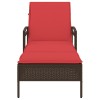 | napozó | párnával 1-személy barna 63 x 200 x 81 cm polirattan