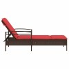 | napozó | párnával 1-személy barna 63 x 200 x 81 cm polirattan