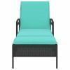 | napozó | párnával 1-személy fekete 63 x 200 x 81 cm polirattan