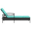 | napozó | párnával 1-személy fekete 63 x 200 x 81 cm polirattan
