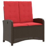 Barna polyrattan dönthető kerti pad párnával Barna polyrattan dönthető kerti pad párnával