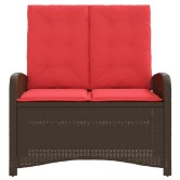 Barna polyrattan dönthető kerti pad párnával Barna polyrattan dönthető kerti pad párnával
