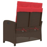 Barna polyrattan dönthető kerti pad párnával Barna polyrattan dönthető kerti pad párnával