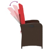 Barna polyrattan dönthető kerti pad párnával Barna polyrattan dönthető kerti pad párnával