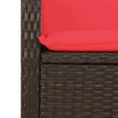 Barna polyrattan dönthető kerti pad párnával Barna polyrattan dönthető kerti pad párnával