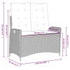 Szürke polyrattan dönthető kerti pad párnával