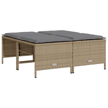 4 db bézs polyrattan kerti szék párnákkal