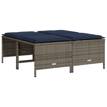 4 db szürke polyrattan kerti szék párnákkal