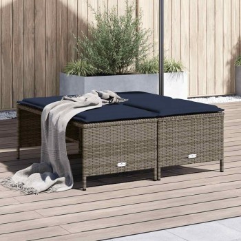 4 db szürke polyrattan kerti szék párnákkal