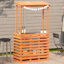 Viaszbarna kültéri tömör fa bárasztal tetővel 112,5x57x195,5 cm