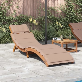 | napozóágy | párnával 1-személy taupe 55 x 184 x 64cm tömör akácfa