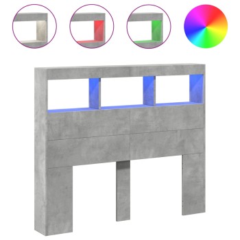 Betonszürke áthidalószekrény led-világítással 120x17x102 cm