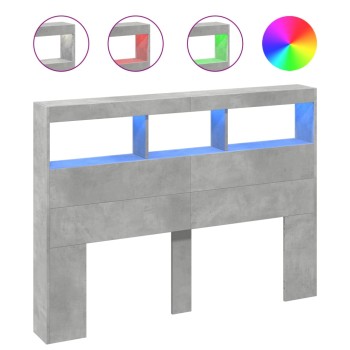 Betonszürke áthidalószekrény led-világítással 140 x 17 x 102 cm