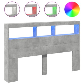 Betonszürke áthidalószekrény led-világítással 160 x 17 x 102 cm