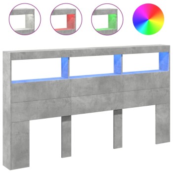 Betonszürke áthidalószekrény led-világítással 180 x 17 x 102 cm