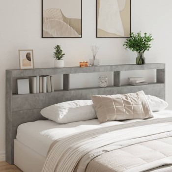 Betonszürke áthidalószekrény led-világítással 220 x 17 x 102 cm