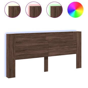 Barna tölgy színű áthidalószekrény led-ekkel 220x16,5x103,5 cm