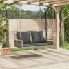 Szürke polyrattan hintapad párnákkal 109 x 62 x 40 cm