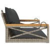 Szürke polyrattan hintapad párnákkal 109 x 62 x 40 cm