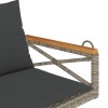 Szürke polyrattan hintapad párnákkal 109 x 62 x 40 cm