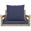 Szürke polyrattan hintapad párnákkal 63 x 62 x 40 cm