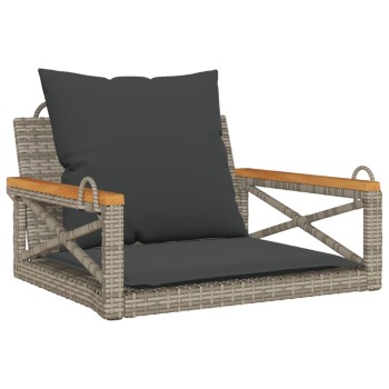 Szürke polyrattan hintapad párnákkal 63 x 62 x 40 cm