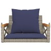 Szürke polyrattan hintapad párnákkal 63 x 62 x 40 cm
