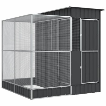 Ezüst színű acél madárház kiterjesztésekkel 209 x 203 x 216 cm