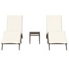 2 db barna polyrattan napozóágy asztallal