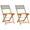 2 db szürke tömör akácfa és polyrattan bisztrószék