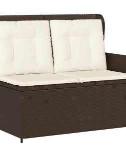 Barna polyrattan dönthető kerti pad párnával