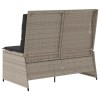 Világosszürke polyrattan dönthető kerti pad párnával