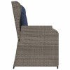 Szürke polyrattan dönthető kerti pad párnákkal