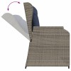 Szürke polyrattan dönthető kerti pad párnákkal