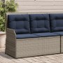 Szürke polyrattan dönthető kerti pad párnákkal