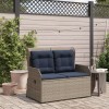 Szürke polyrattan dönthető kerti pad párnákkal