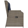 Szürke polyrattan dönthető kerti pad párnákkal