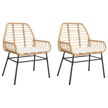 2 db barna polyrattan kerti szék párnákkal