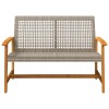 Szürke polyrattan és akácfa kerti pad 112 cm