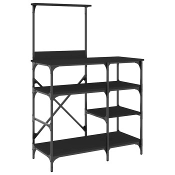 Fekete szerelt fa és fém pékállvány 90 x 40 x 132 cm