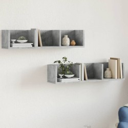 2 db betonszürke szerelt fa faliszekrény 75x18x16,5 cm